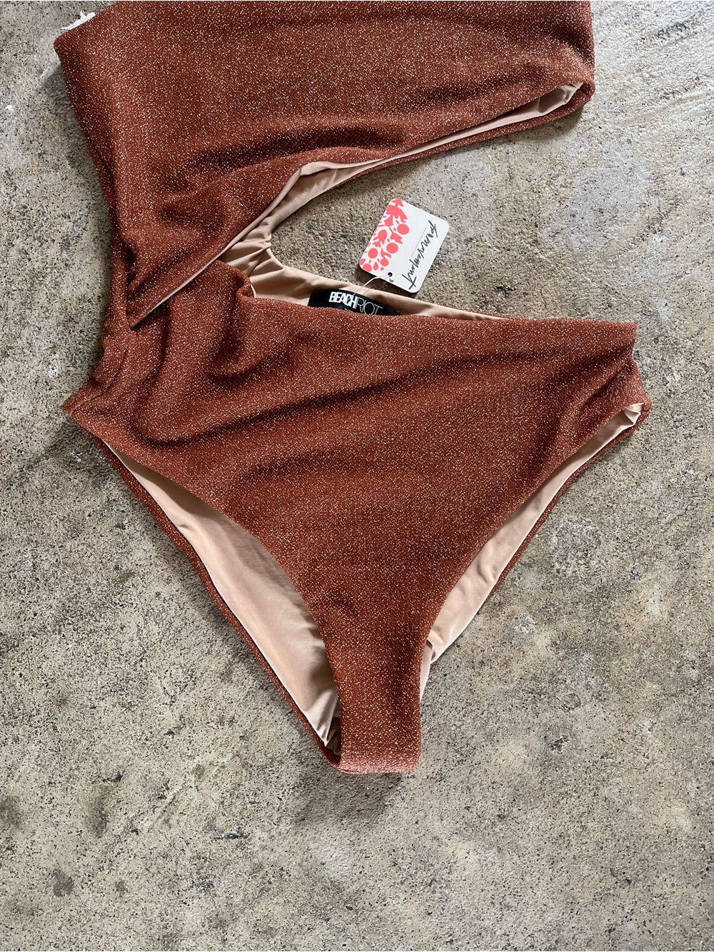 Free People Metallic Rust One-Shoulder Kids One-Piece